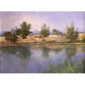 Ajab Khan, 30 x 40 Inch, Oil on Canvas, Landscape Painting, AC-AJB-015